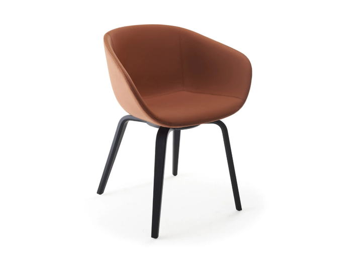 MAYA FP UP - Tanned leather chair with armrests _ SOFTLINE 1979